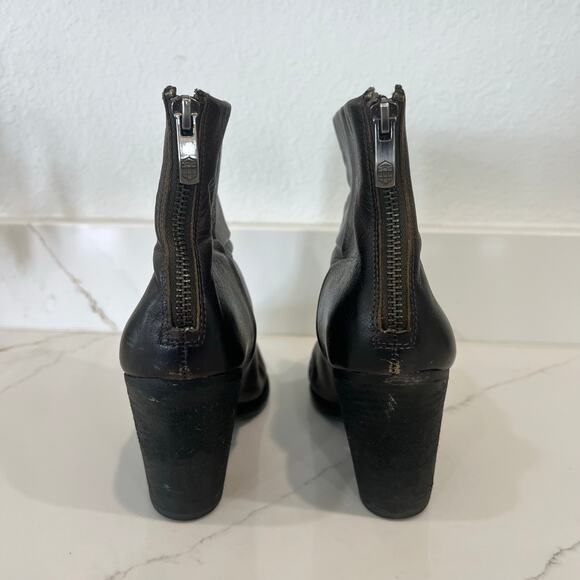 Vince Camuto Womens Hadley Ankle Boots Booties Brown Leather Stacked Zip 8.5 M - Picture 4 of 11